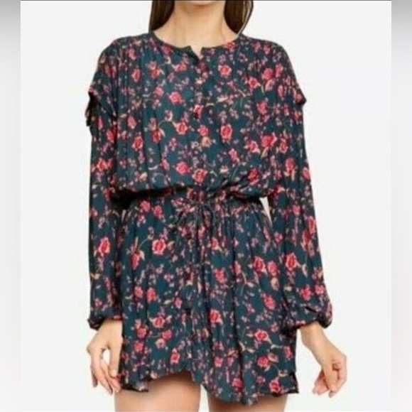 Free People Floral Dress - Navy and Pink - Picture 1 of 6